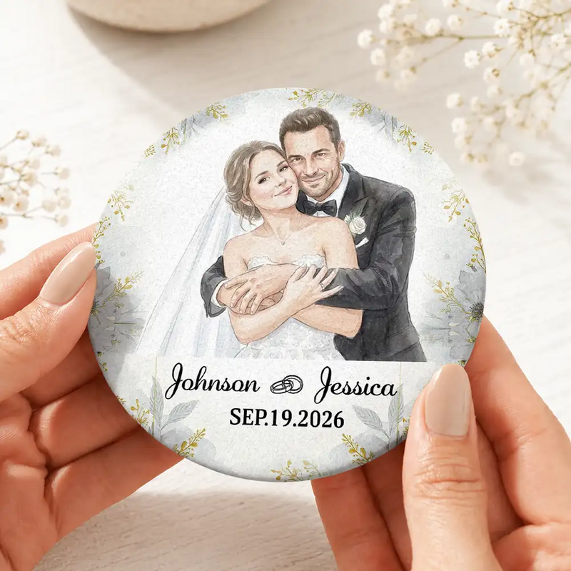Art Design, Custom Photo, Romantic, Gift For Couples, Wedding, Photo - Watercolor - Remove BG - Custom Photo Realistic Watercolor Art Happy Wedding Couple Romantic - Personalized Cork Coaster