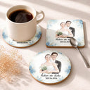Art Design, Custom Photo, Romantic, Gift For Couples, Wedding, Photo - Watercolor - Remove BG - Custom Photo Realistic Watercolor Art Happy Wedding Couple Romantic - Personalized Cork Coaster