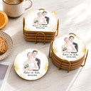 Art Design, Custom Photo, Romantic, Gift For Couples, Wedding, Photo - Watercolor - Remove BG - Custom Photo Realistic Watercolor Art Happy Wedding Couple Romantic - Personalized Cork Coaster