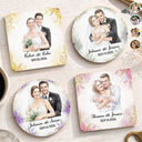 Art Design, Custom Photo, Romantic, Gift For Couples, Wedding, Photo - Watercolor - Remove BG - Custom Photo Realistic Watercolor Art Happy Wedding Couple Romantic - Personalized Cork Coaster