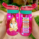 Back To School, Custom Photo, Art Design, Parents, Adorable, Photo - Watercolor - Remove BG - Custom Photo Realistic Watercolor Art I Am Affirmations - Personalized Kids Water Bottle With Straw