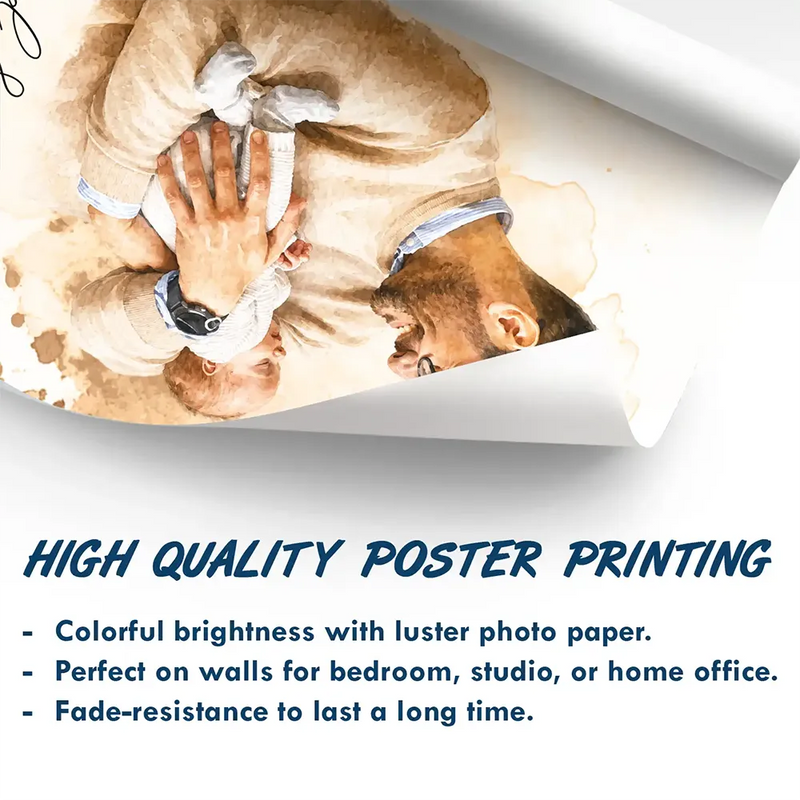Gift For Husband,Gift For Men,Gift For Father,Gift For Grandpa,Non-Eng,Photo - Watercolor (remove BG),Cozy - Custom Photo Realistic Watercolor Art I Love You Dad Grandpa - Personalized Poster
