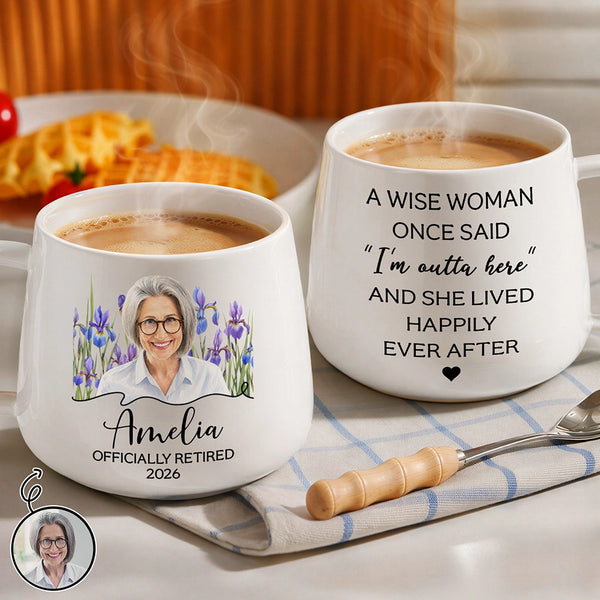 Art Design, Humorous, Gift For Yourself, Retirement, Photo - Watercolor - Remove BG - Custom Photo Realistic Watercolor Art Officially Retired Retirement - Personalized Tapered Mug