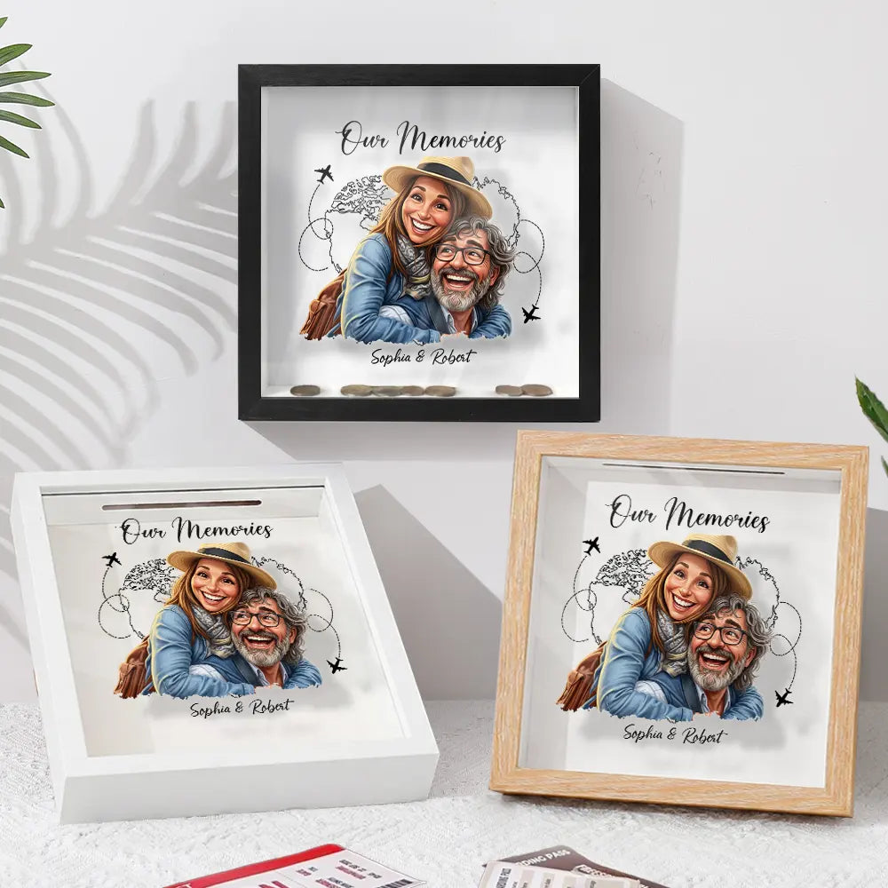 Custom Photo, Art Design, Summer, Gift For Couples, Top Market, Romantic, Photo - Watercolor - Remove BG - Custom Photo Realistic Watercolor Art Our Adventures Couple - Personalized Ticket Memory Box