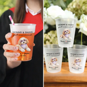 Custom Photo, Art Design, Wedding Anniversary, Gift For Couples, Pet Couple, Pet Lovers, Adorable, Photo - Watercolor - Remove BG - Custom Photo Realistic Watercolor Art Our Humans Are Getting Married - Personalized Frosted Cups