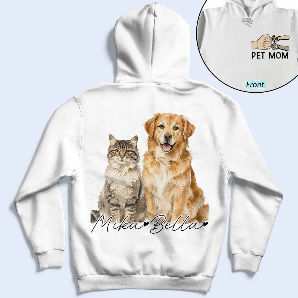 Pet Lovers,Pet Mom,Pet Dad,Dog Lovers,Dog Mom,Dog Dad,Cat Lovers,Cat Mom,Cat Dad,Non-Eng,Photo - Watercolor (remove BG),Adorable - Custom Photo Realistic Watercolor Art Pet Dad Pet Mom - Personalized T Shirt