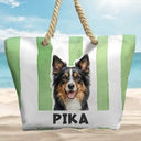 Custom Photo,Art Design,Summer,Pet Mom,Pet Lovers,Gift For Mother,Playful,Photo - Watercolor - Remove BG - Custom Photo Realistic Watercolor Art Pet Portrait Pet Mom - Personalized Beach Bag