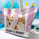 Custom Photo,Art Design,Summer,Pet Mom,Pet Lovers,Gift For Mother,Playful,Photo - Watercolor - Remove BG - Custom Photo Realistic Watercolor Art Pet Portrait Pet Mom - Personalized Beach Bag