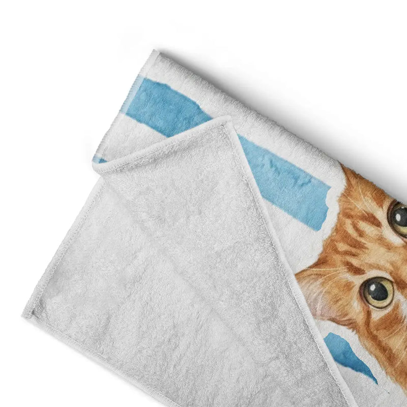 Custom Photo, Art Design, Summer, Pet Mom, Pet Lovers, Gift For Mother, Playful, Photo - Watercolor - Remove BG - Custom Photo Realistic Watercolor Art Pet Portrait Pet Mom - Personalized Beach Towel