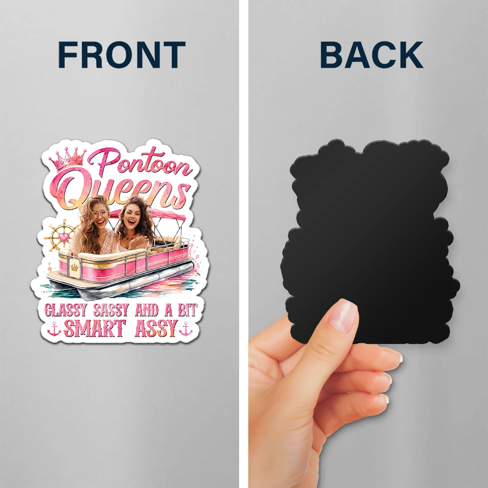Art Design,Pontoon,Gift For Bestie,Playful,Summer,Photo - Watercolor - Remove BG - Custom Photo Realistic Watercolor Art Pontoon Queens Classy Sassy - Personalized Magnet