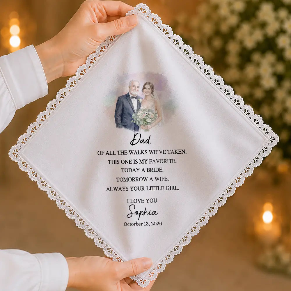 Art Design,Sentimental,Gift For Mother,Wedding,Photo - Watercolor - Remove BG - Custom Photo Realistic Watercolor Art Today A Bride Tomorrow A Wife - Personalized Handkerchief