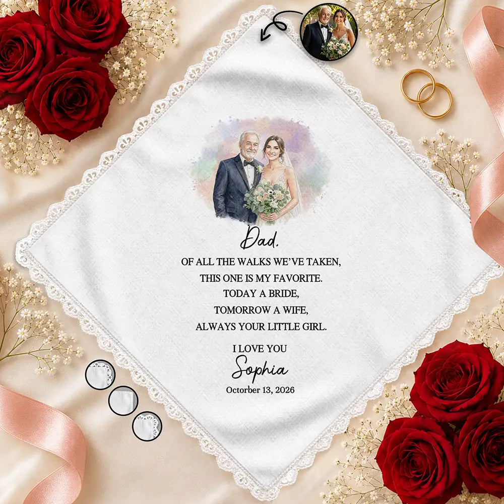 Art Design,Sentimental,Gift For Mother,Wedding,Photo - Watercolor - Remove BG - Custom Photo Realistic Watercolor Art Today A Bride Tomorrow A Wife - Personalized Handkerchief