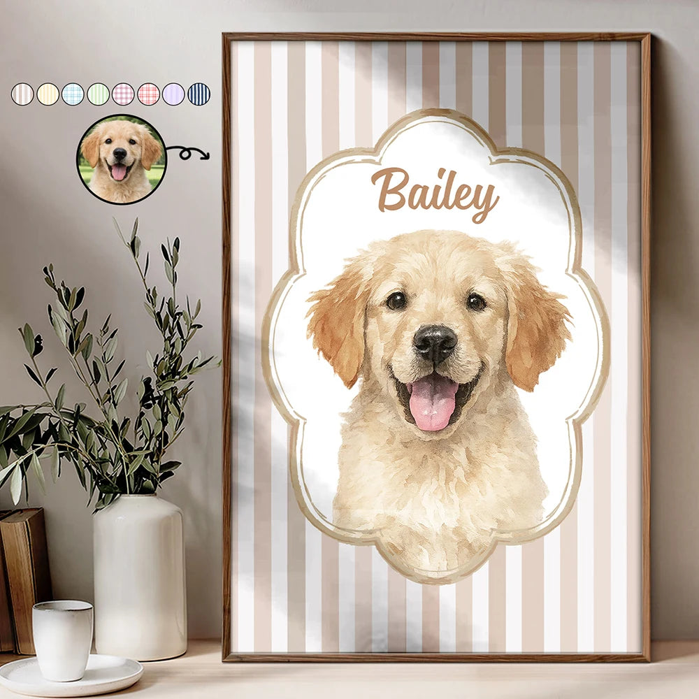 Custom Photo Realistic Watercolor Art Watercolor Dog Cat Pet Portrait Vintage - Personalized Poster