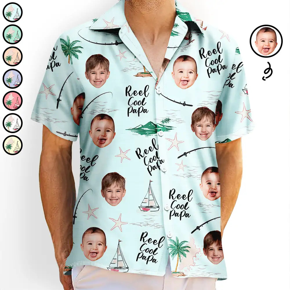Custom Photo Reel Cool Papa - Personalized Hawaiian Shirt