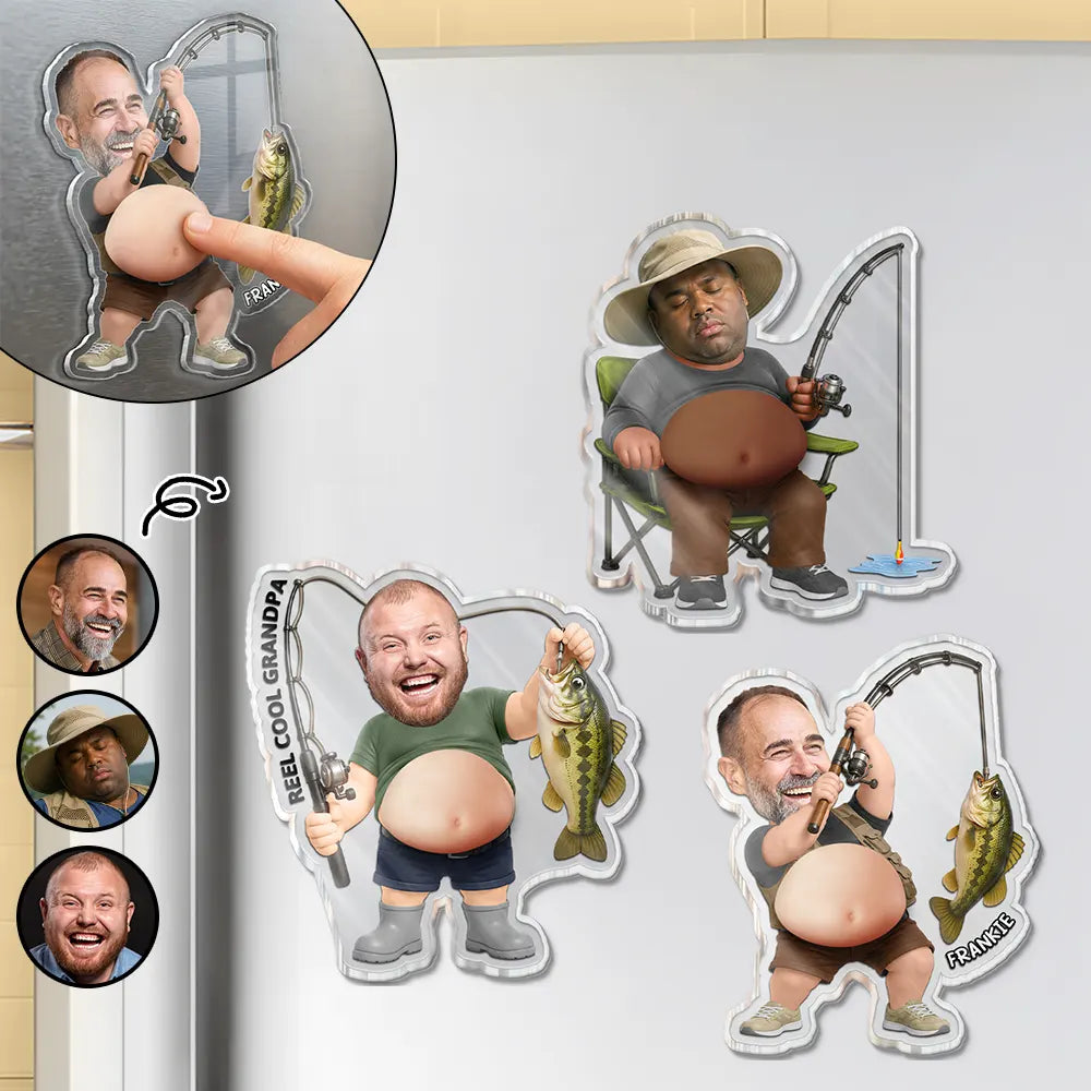 Custom Photo Reel Cool Dad Bod - Personalized Squishy Acrylic Fridge Magnet