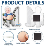 Gift For Father,Custom Photo,Fishing,Humorous,Cut-Face Photo - Custom Photo Reel Cool Dad Bod - Personalized Squishy Acrylic Fridge Magnet