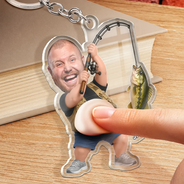 Humorous,Gift For Men,Fishing,Custom Photo,Gift For Yourself,Summer,Cut-Face Photo - Custom Photo Reel Cool Dad Bod - Personalized Squishy Acrylic Keychain