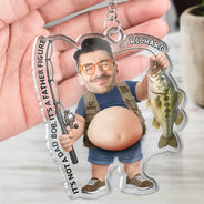 Humorous,Gift For Men,Fishing,Custom Photo,Gift For Yourself,Summer,Cut-Face Photo - Custom Photo Reel Cool Dad Bod - Personalized Squishy Acrylic Keychain