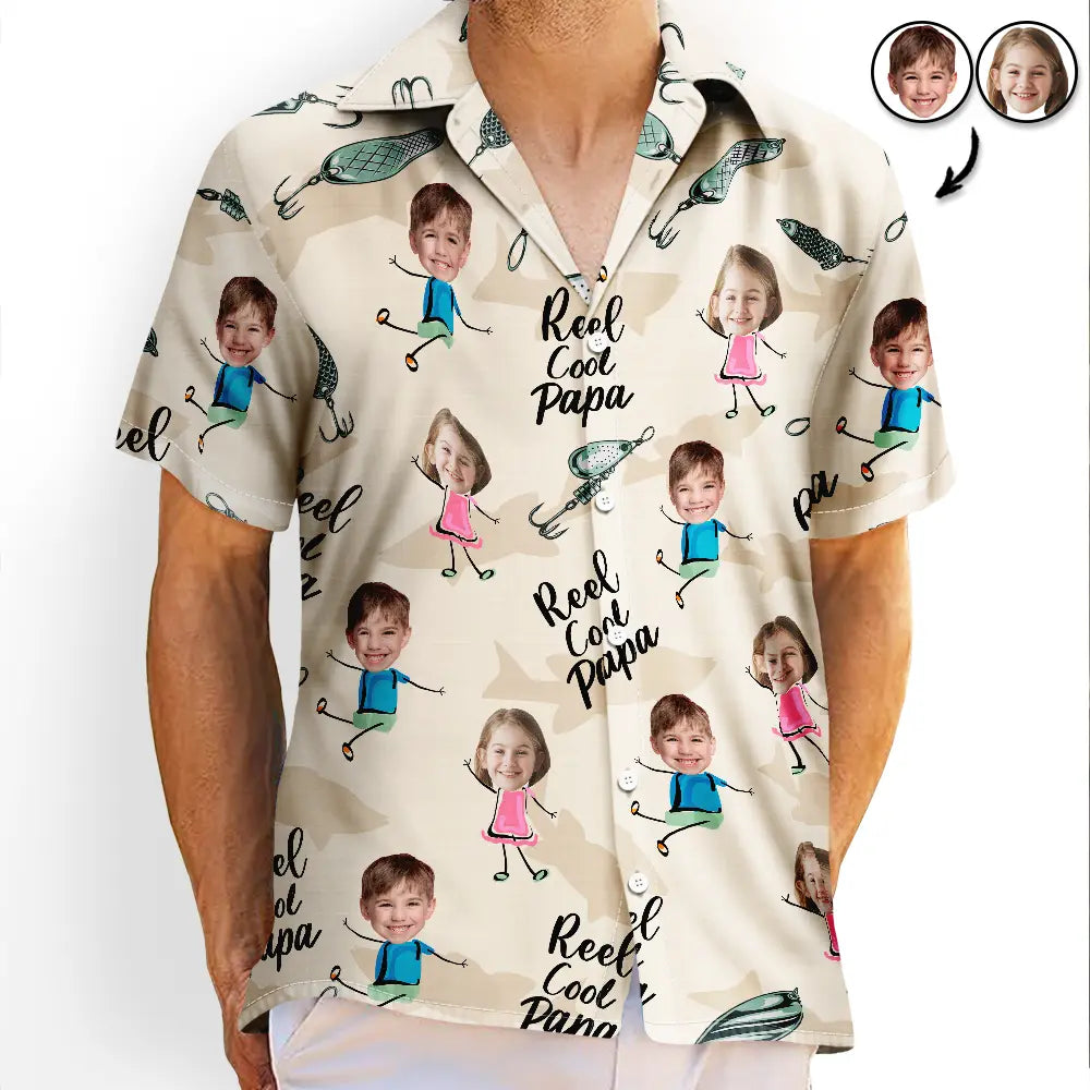 Custom Photo Reel Cool Dad Dancing Kids - Personalized Hawaiian Shirt