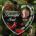 Gift For Wife,Gift For Women,Gift For Men,Gift For Husband,Christmas,Love,Gift For Daughter,Gift For Son,Gift For Mother,Gift For Father,Family,Custom Photo - Custom Photo Remembering A Beautiful Soul - Personalized Heart Shaped Glass Ornament