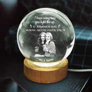 Gift For Couples,Gift For Husband,Gift For Wife,Gift For Boyfriend,Gift For Girlfriend,Love,Custom Photo - Custom Photo Remind How Much I Love You - Personalized Crystal Globe Lamp