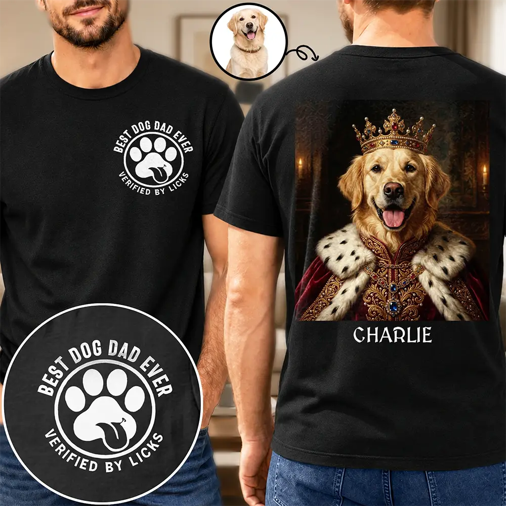 Custom Photo Renaissance Royal Portrait Pet Lover Dog Cat Mom Dad Verified - Personalized T Shirt