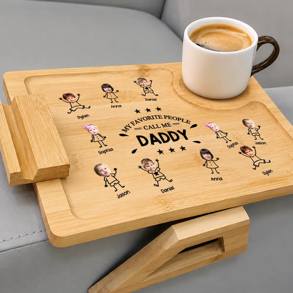 Gift For Men, Gift For Father, Gift For Grandpa, Gift For Husband, Gift For Couples, Non-Eng, Photo, Icon, Adorable - Custom Photo Reserved For Dad We Love You - Personalized Couch Arm Table