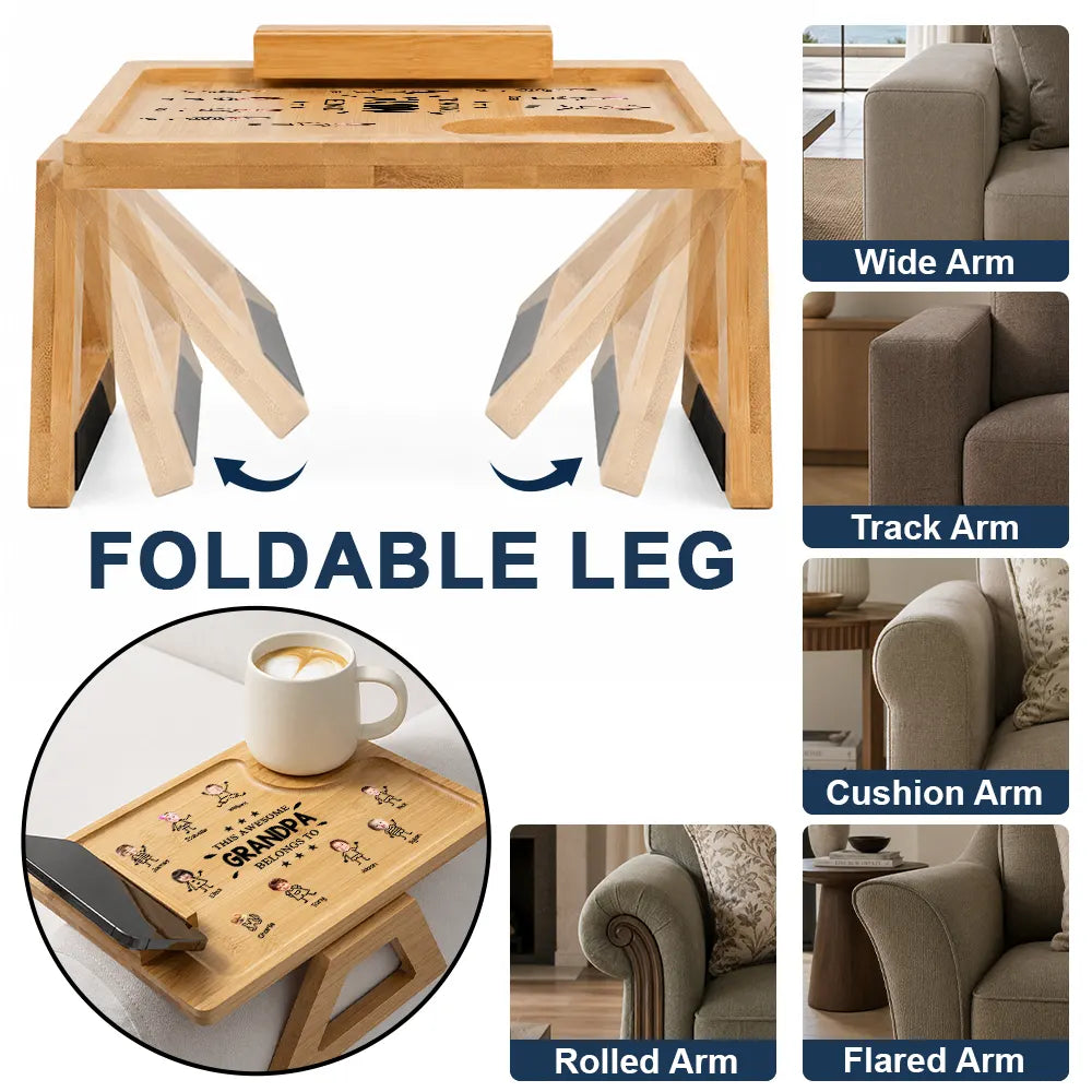 Gift For Men, Gift For Father, Gift For Grandpa, Gift For Husband, Gift For Couples, Non-Eng, Photo, Icon, Adorable - Custom Photo Reserved For Dad We Love You - Personalized Couch Arm Table