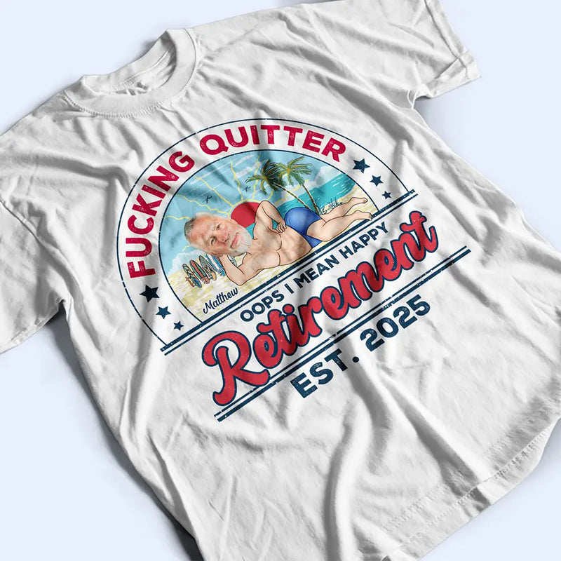 Gift For Yourself, Gift For Women, Gift For Men, Retirement, Beach, Funny, Custom Photo - Custom Photo Retro Beach Who Cares I'm Retired - Personalized T Shirt