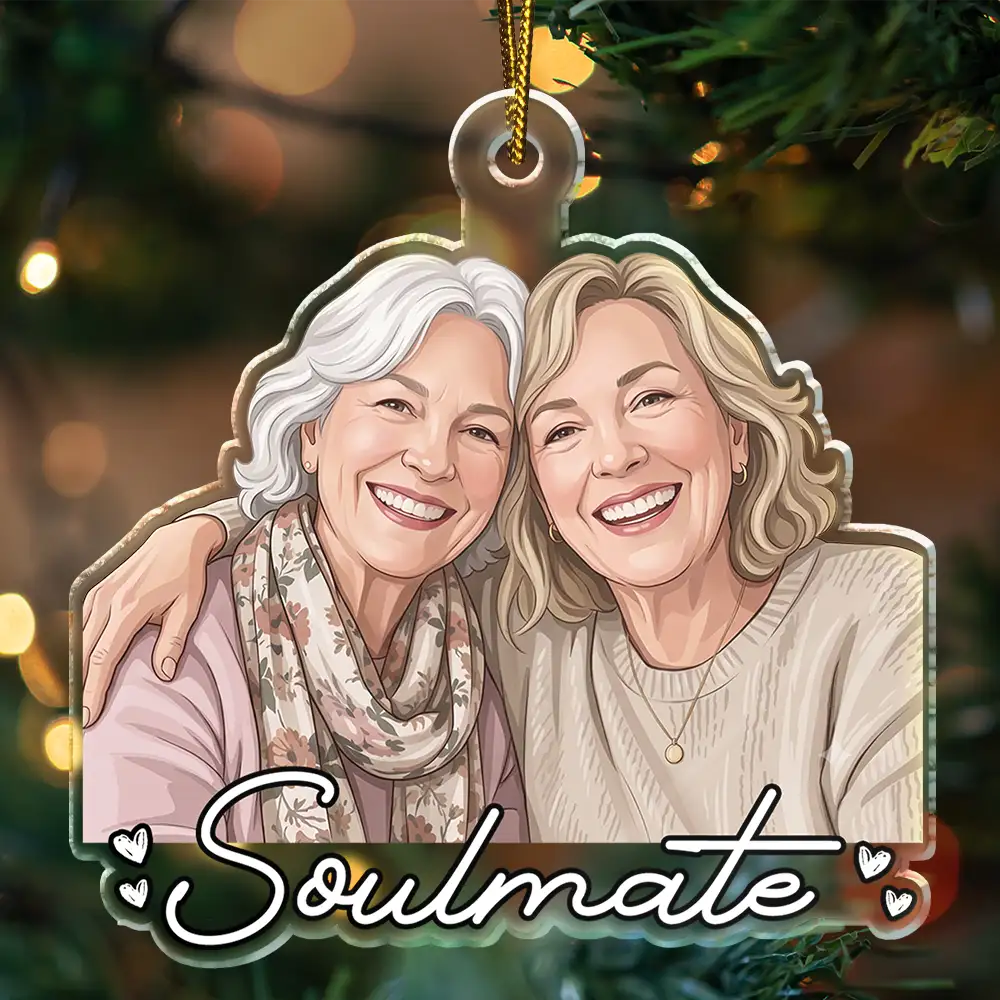 First Christmas,Art Design,Gift For Bestie,Playful,Christmas,Photo - Semi Realistic Portrait - Custom Photo Semi Realistic Portrait Besties Friend Forever Together - Personalized Custom Shaped Acrylic Ornament