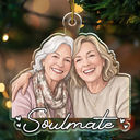First Christmas,Art Design,Gift For Bestie,Playful,Christmas,Photo - Semi Realistic Portrait - Custom Photo Semi Realistic Portrait Besties Friend Forever Together - Personalized Custom Shaped Acrylic Ornament