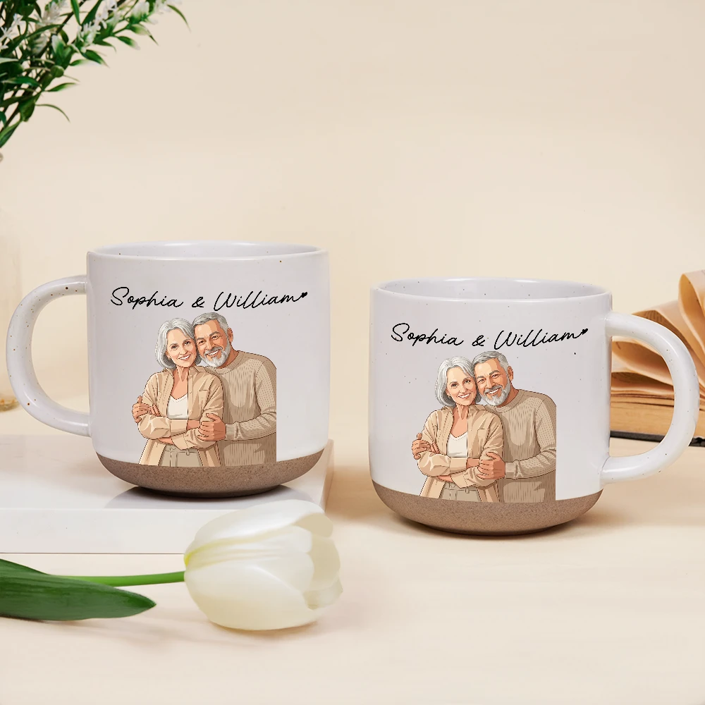 Custom Photo,Art Design,Gift For Couples,Romantic,Photo - Semi Realistic Portrait - Custom Photo Semi Realistic Portrait Couple I Love You - Personalized Pottery Mug