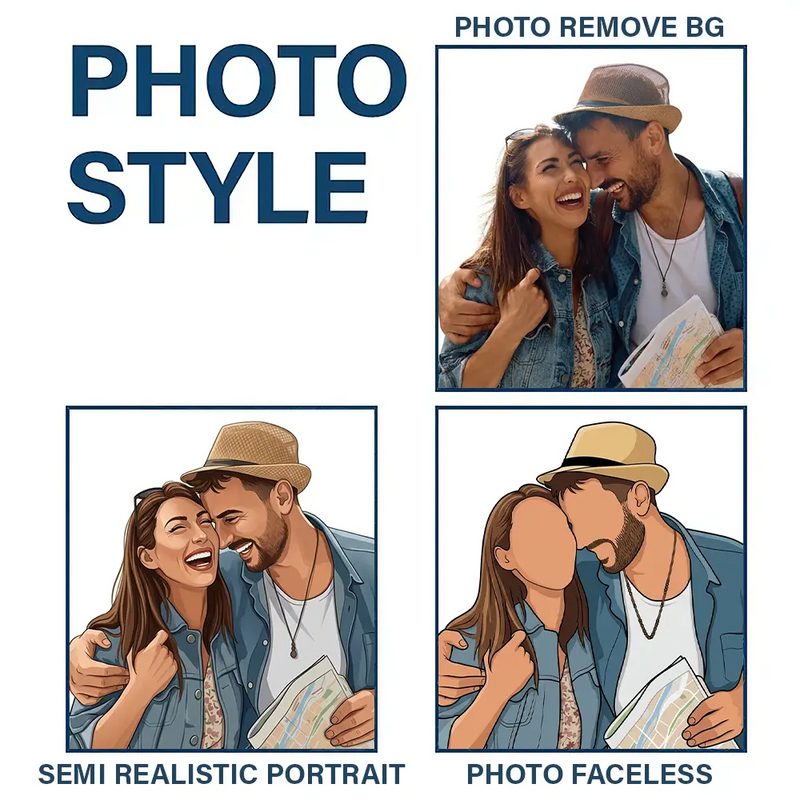 Custom Photo, Art Design, Family, Adorable, Photo - Semi Realistic Portrait - Custom Photo Semi Realistic Portrait Family Couple Pet Lovers Portrait - Personalized Acrylic Keychain