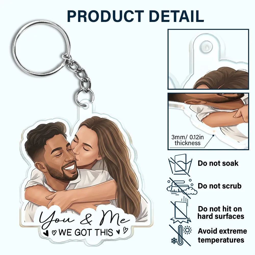 Custom Photo, Art Design, Family, Adorable, Photo - Semi Realistic Portrait - Custom Photo Semi Realistic Portrait Family Couple Pet Lovers Portrait - Personalized Acrylic Keychain