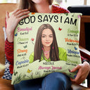 Art Design,Confident,Christmas,Gift For Yourself,Photo - Semi Realistic Portrait - Custom Photo Semi Realistic Portrait God Says I Am - Personalized Pillow
