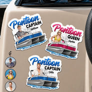 Art Design,Pontoon,Gift For Yourself,Summer,Photo - Semi Realistic Portrait,Happy - Custom Photo Semi Realistic Portrait Pontoon Captain Queen - Personalized Magnet