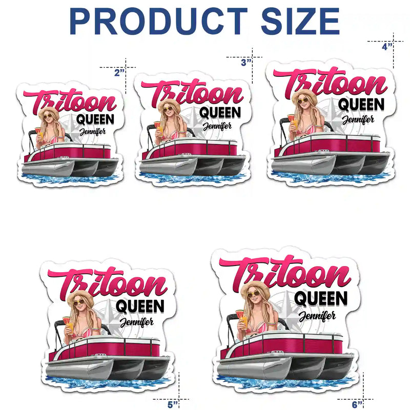 Art Design,Pontoon,Gift For Yourself,Summer,Photo - Semi Realistic Portrait,Happy - Custom Photo Semi Realistic Portrait Pontoon Captain Queen - Personalized Magnet