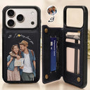 Custom Photo, Art Design, Gift For Couples, Top Market, Romantic, Photo - Semi Realistic Portrait - Custom Photo Semi Realistic Portrait Romantic Couple I Love You - Personalized Leather Flip Wallet Phone Case