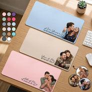 Art Design, Custom Photo, Romantic, Gift For Couples, Photo - Semi Realistic Portrait - Custom Photo Semi Realistic Portrait You & Me We Got This - Personalized Leather Desk Mat
