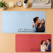 Art Design, Custom Photo, Romantic, Gift For Couples, Photo - Semi Realistic Portrait - Custom Photo Semi Realistic Portrait You & Me We Got This - Personalized Leather Desk Mat