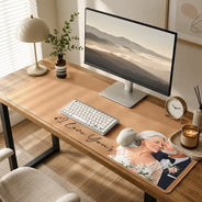 Art Design, Custom Photo, Romantic, Gift For Couples, Photo - Semi Realistic Portrait - Custom Photo Semi Realistic Portrait You & Me We Got This - Personalized Leather Desk Mat