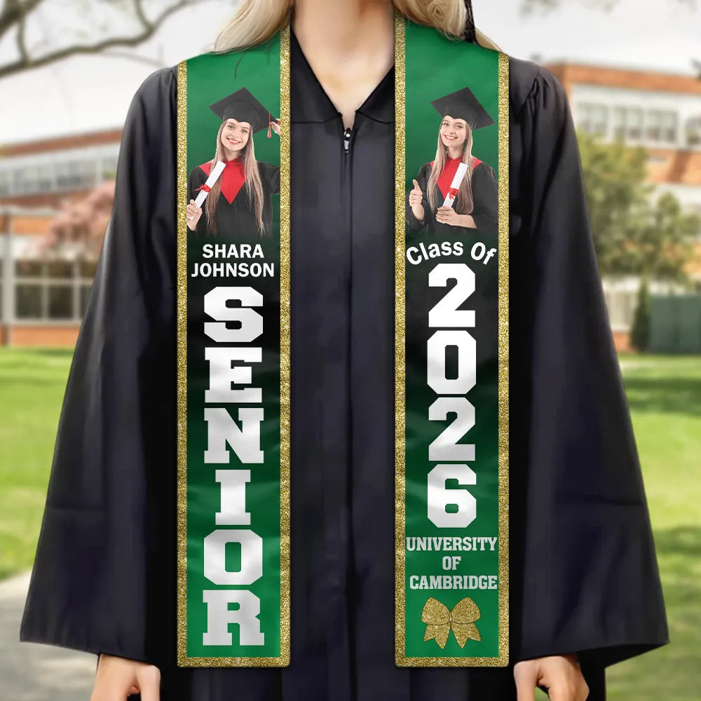 Gift For Yourself,Gift For Women,Gift For Men,Graduation,Happy - Custom Photo Senior Graduation - Personalised Stoles