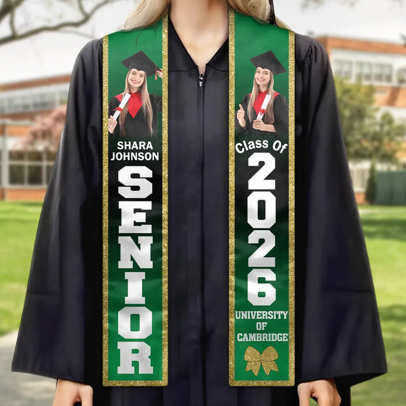 Gift For Yourself,Gift For Women,Gift For Men,Graduation,Happy - Custom Photo Senior Graduation - Personalised Stoles