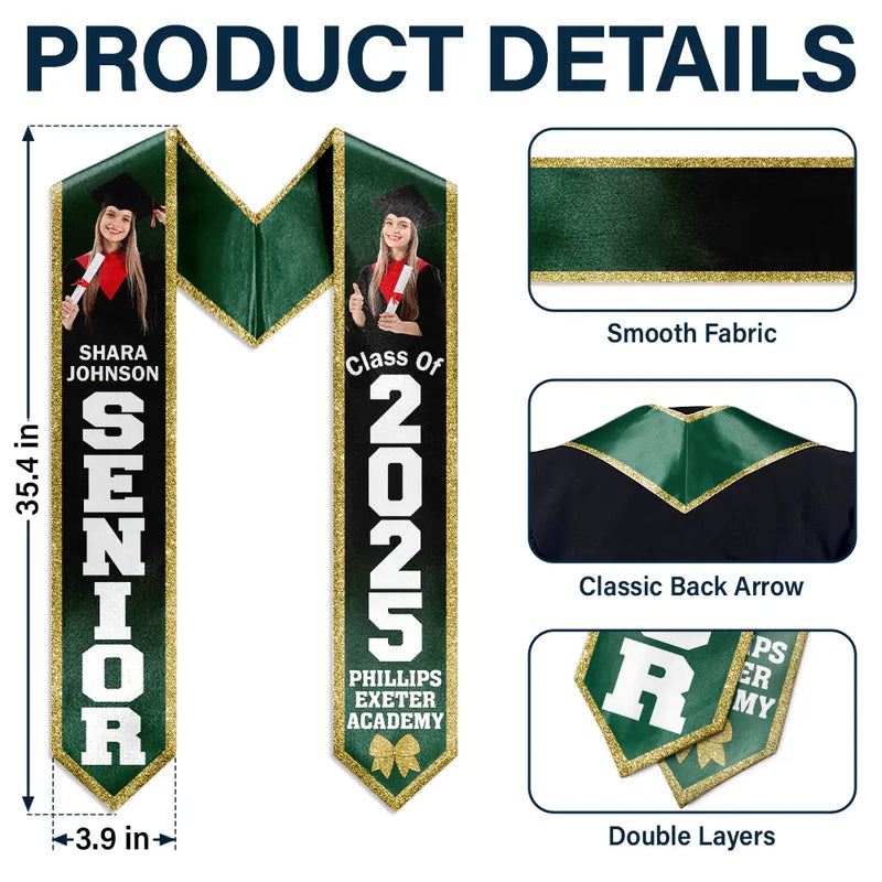 Gift For Yourself, Graduation, Happy - Custom Photo Senior Graduation - Personalized Stoles