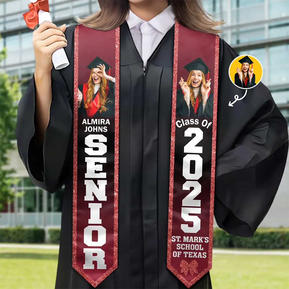 Gift For Yourself, Graduation, Happy - Custom Photo Senior Graduation - Personalized Stoles