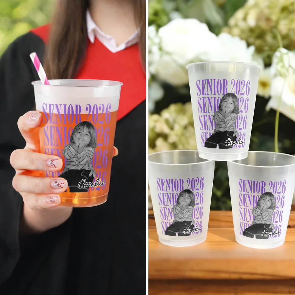 Gift For Women,Gift For Men,Graduation,Custom Photo,Happy,Gift For Yourself,Top Market,Photo - Custom Photo Senior Vintage Portrait - Personalized Frosted Cups