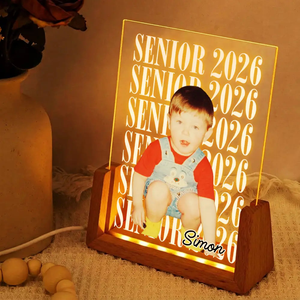 Graduation,Happy,Photo,Proud - Custom Photo Senior Vintage Portrait - Personalized Night Light