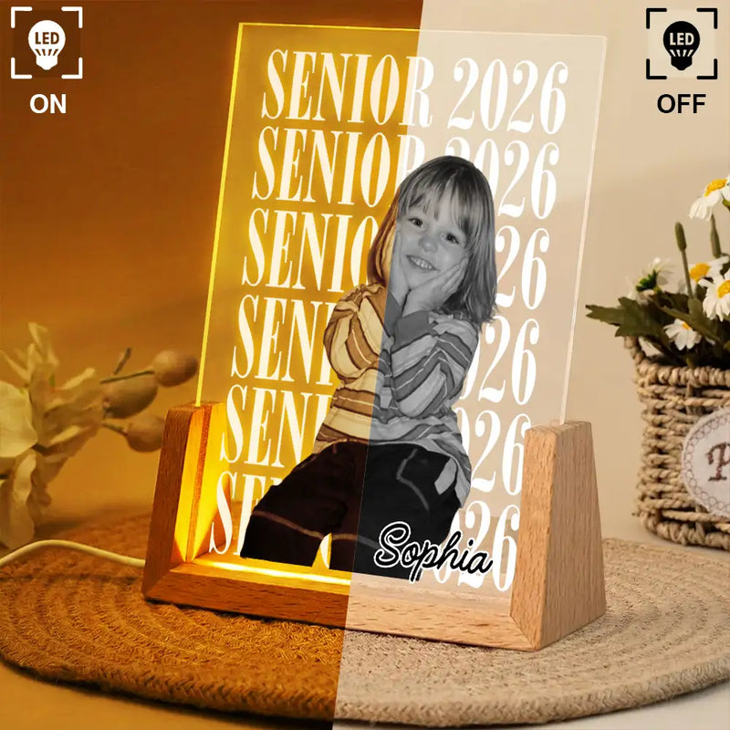 Graduation,Happy,Photo,Proud - Custom Photo Senior Vintage Portrait - Personalized Night Light