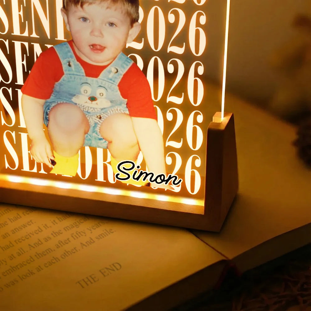 Graduation,Happy,Photo,Proud - Custom Photo Senior Vintage Portrait - Personalized Night Light