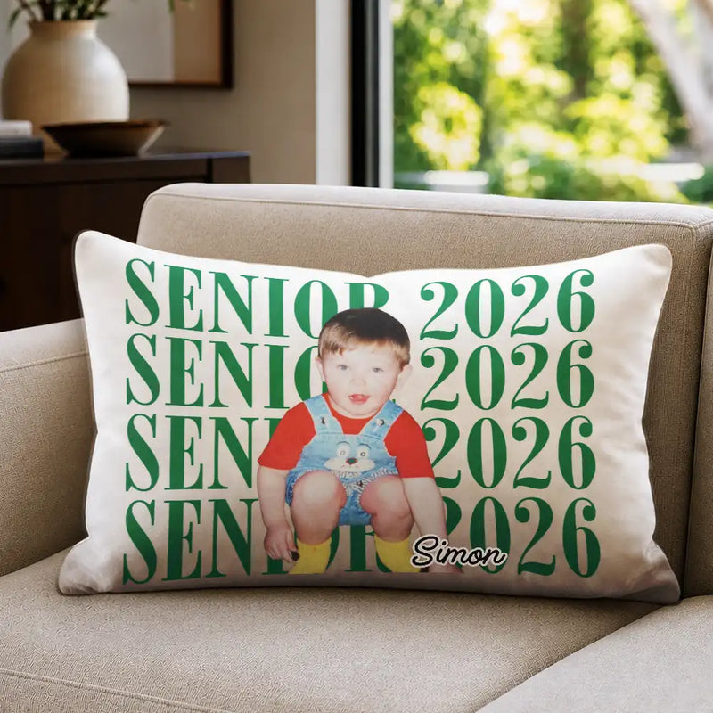 Graduation,Happy,Photo,Proud - Custom Photo Senior Vintage Portrait - Personalized Pillow